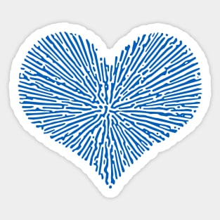 Turing Pattern Sunburst Love Heart (Blue) Sticker